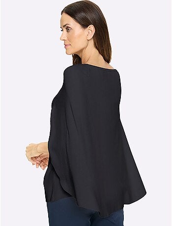 Pull En Tricot Fin Poncho Avec Bas Cousu - Taille Standard - Helline