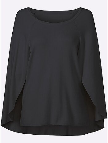 Pull En Tricot Fin Poncho Avec Bas Cousu - Taille Standard - Helline