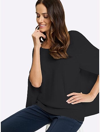 Pull En Tricot Fin Poncho Avec Bas Cousu - Taille Standard - Helline