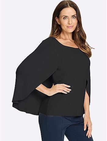 Pull En Tricot Fin Poncho Avec Bas Cousu - Taille Standard - Helline