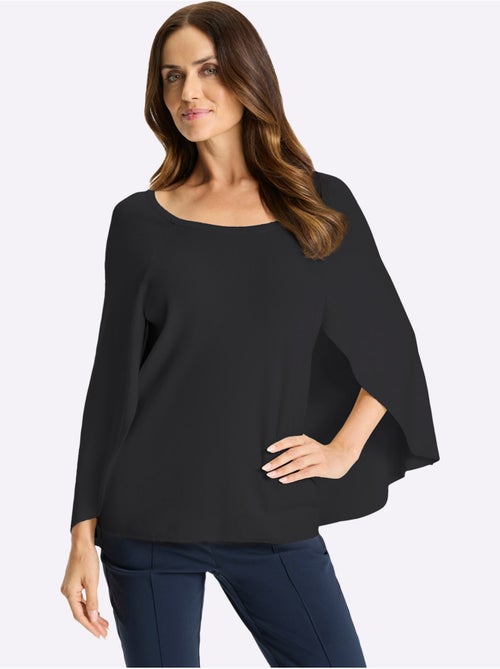 Pull En Tricot Fin Poncho Avec Bas Cousu - Taille Standard - helline - Kiabi