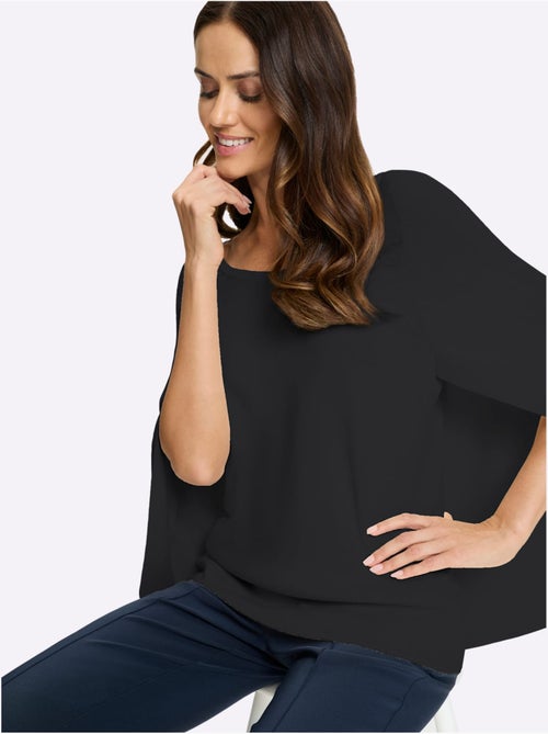 Pull En Tricot Fin Poncho Avec Bas Cousu - Taille Standard - helline - Kiabi