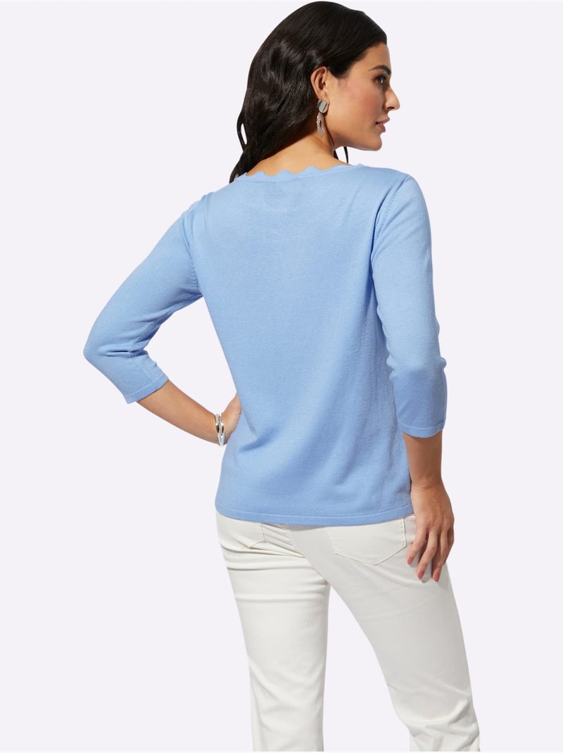 Pull En Tricot Fin Très Agréable à Porter - Taille Standard - Helline Bleu ciel - Kiabi