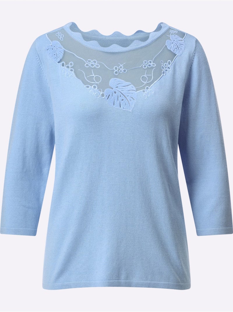 Pull En Tricot Fin Très Agréable à Porter - Taille Standard - Helline Bleu ciel - Kiabi