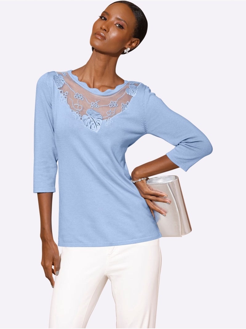 Pull En Tricot Fin Très Agréable à Porter - Taille Standard - Helline Bleu ciel - Kiabi