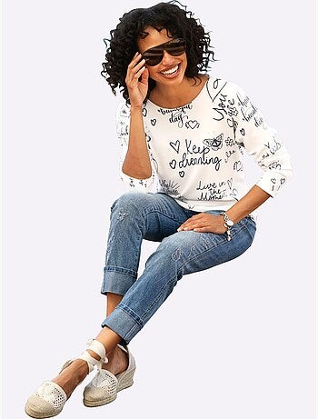 Pull En Tricot Fin Tricot Fin Imprimé - Taille Standard - Helline