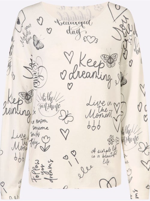 Pull En Tricot Fin Tricot Fin Imprimé - Taille Standard - Helline - Kiabi Pull En Tricot Fin Tricot Fin Imprimé - Taille Standard - Helline - Kiabi