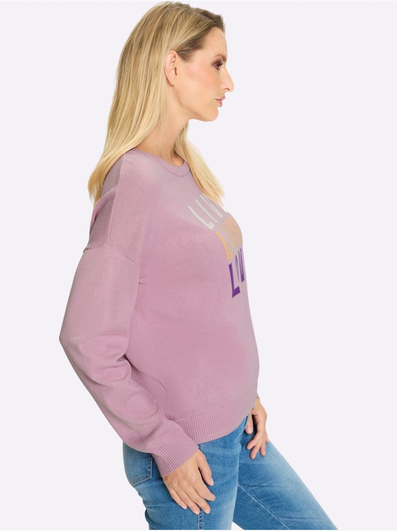 Pull En Tricot Fin Tricot Jacquard élégant - Taille Standard - Helline Rose - Kiabi