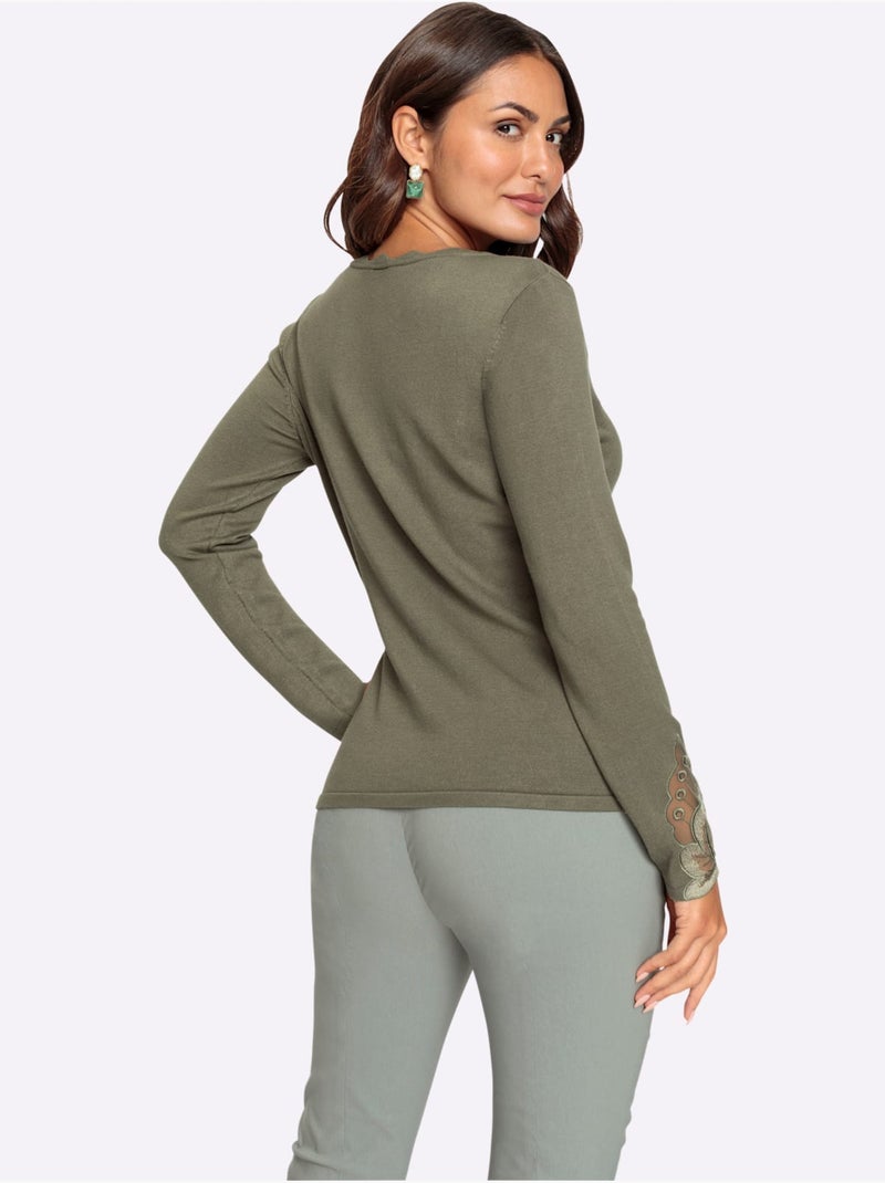 Pull En Tricot Fin Viscose - Taille Standard - Witt Kaki - Kiabi