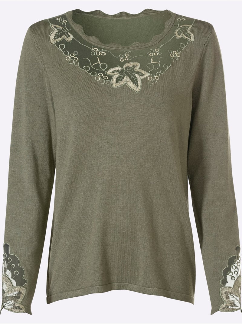 Pull En Tricot Fin Viscose - Taille Standard - Witt Kaki - Kiabi