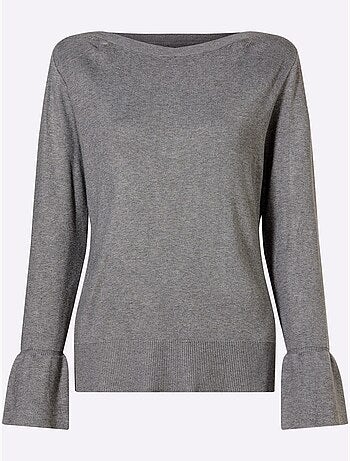 Pull En Tricot Fin Volants Originaux Aux Manches - Taille Standard - Helline