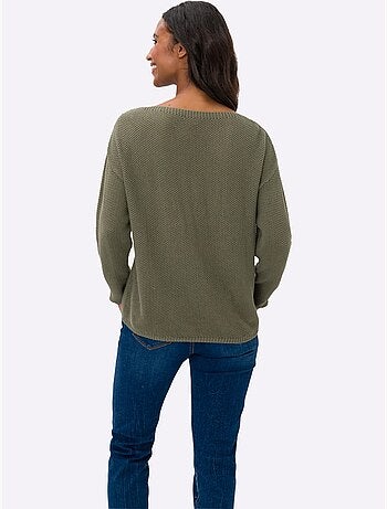 Pull En Tricot Imprimé Feuille Brillant - Taille Standard - Helline