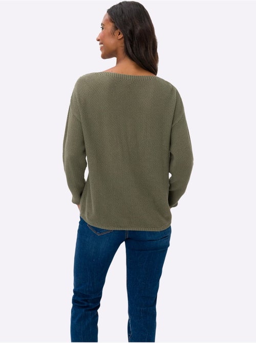 Pull En Tricot Imprimé Feuille Brillant - Taille Standard - Helline - Kiabi Pull En Tricot Imprimé Feuille Brillant - Taille Standard - Helline - Kiabi