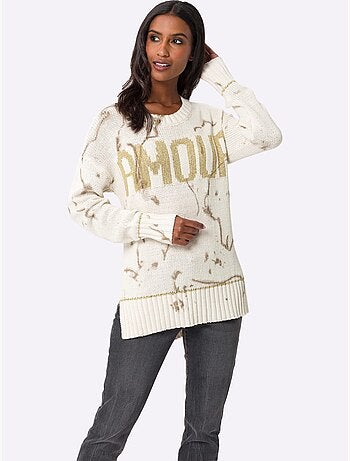 Pull En Tricot Inscription Brillante - Taille Standard - Helline