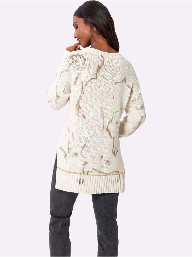Pull En Tricot Inscription Brillante - Taille Standard - Helline Sable - Kiabi