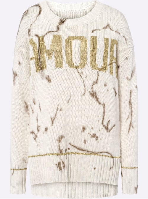 Pull En Tricot Inscription Brillante - Taille Standard - Helline - Kiabi