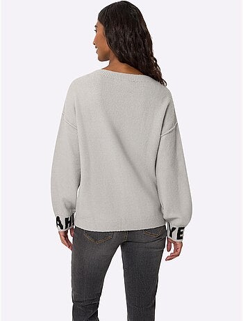 Pull en tricot inscription tendance - taille standard - helline