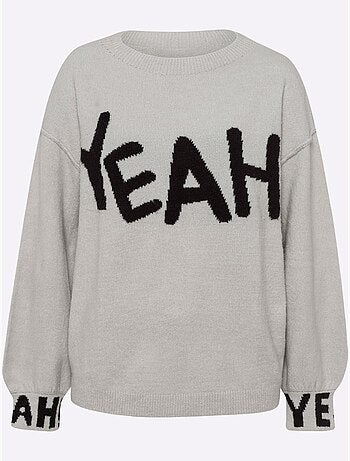 Pull en tricot inscription tendance - taille standard - helline