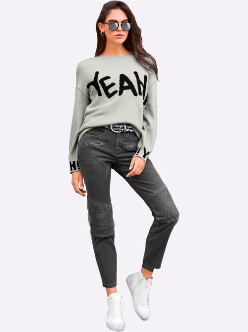 Pull en tricot inscription tendance - taille standard - helline - Kiabi
