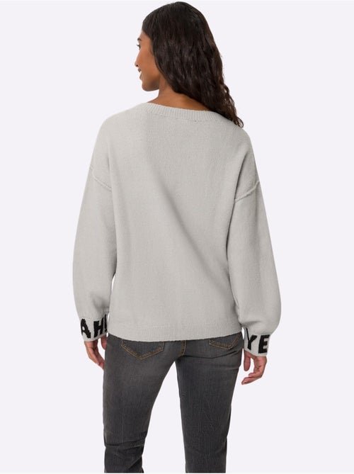 Pull en tricot inscription tendance - taille standard - helline - Kiabi
