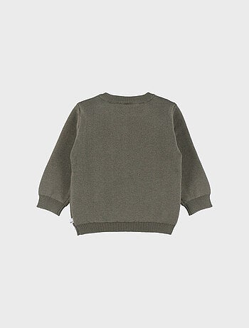 Pull en tricot kaki avec motif zèbre Noukie's