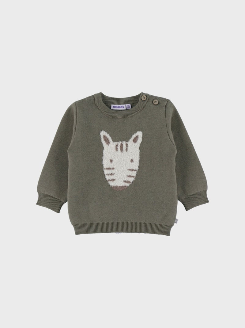 Pull en tricot kaki avec motif zèbre Noukie's Vert - Kiabi