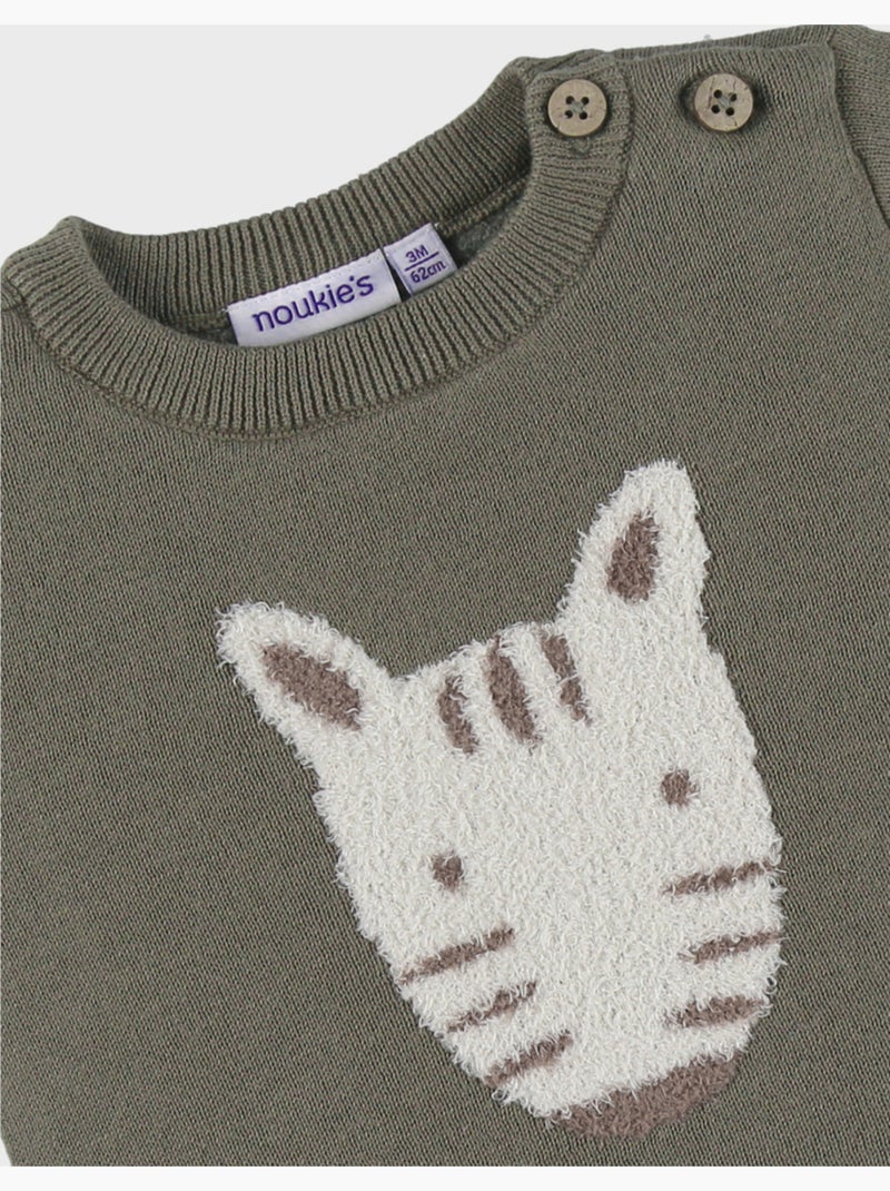 Pull en tricot kaki avec motif zèbre Noukie's Vert - Kiabi