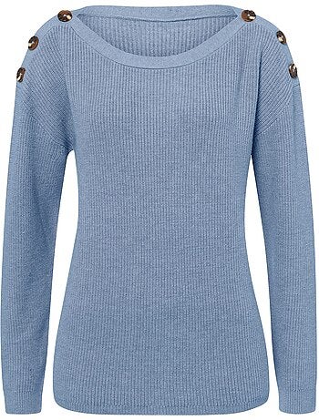 Pull En Tricot Large Encolure Ronde - Taille Standard - helline