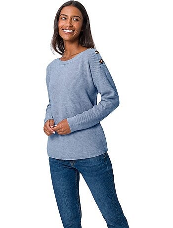Pull En Tricot Large Encolure Ronde - Taille Standard - helline