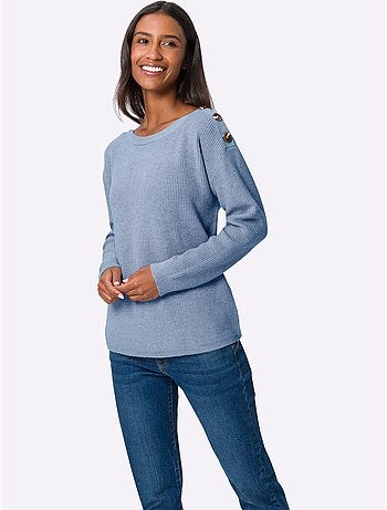 Pull En Tricot Large Encolure Ronde - Taille Standard - Helline