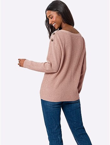 Pull En Tricot Large Encolure Ronde - Taille Standard - Helline