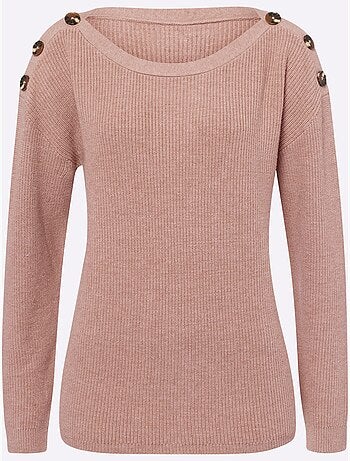 Pull En Tricot Large Encolure Ronde - Taille Standard - Helline