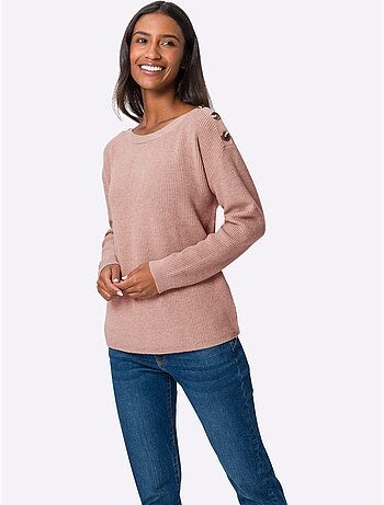 Pull En Tricot Large Encolure Ronde - Taille Standard - Helline