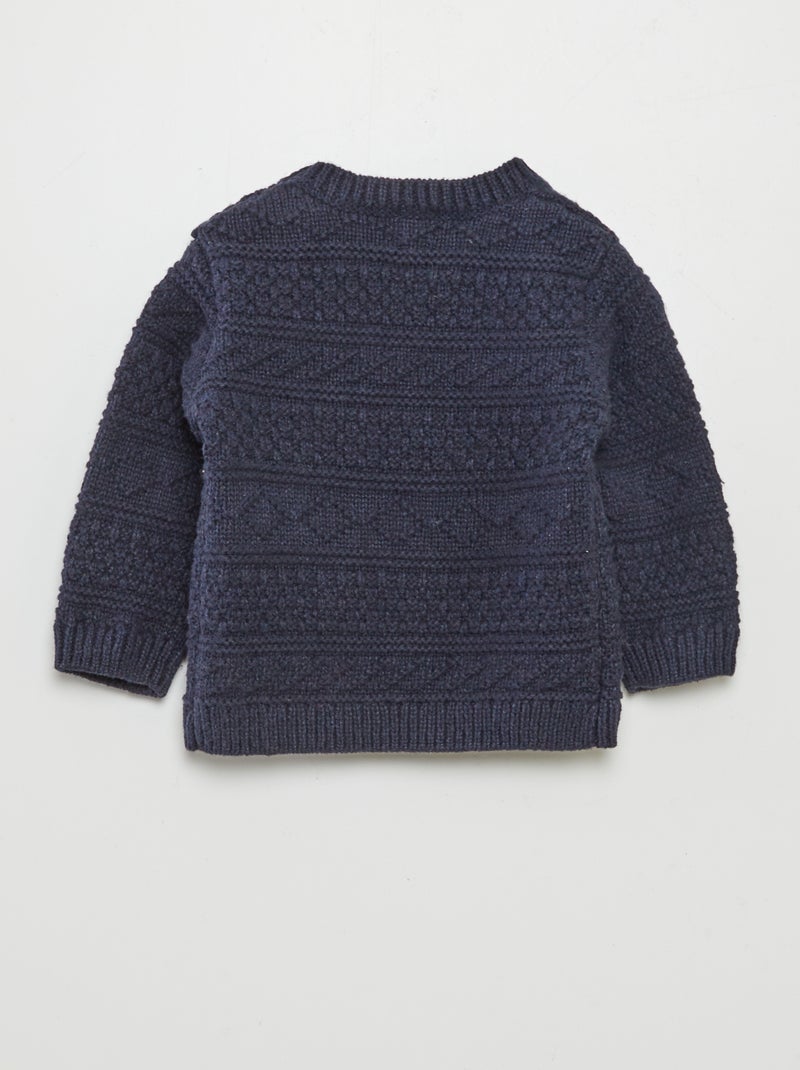 Pull en tricot maille fantaisie Marine - Kiabi