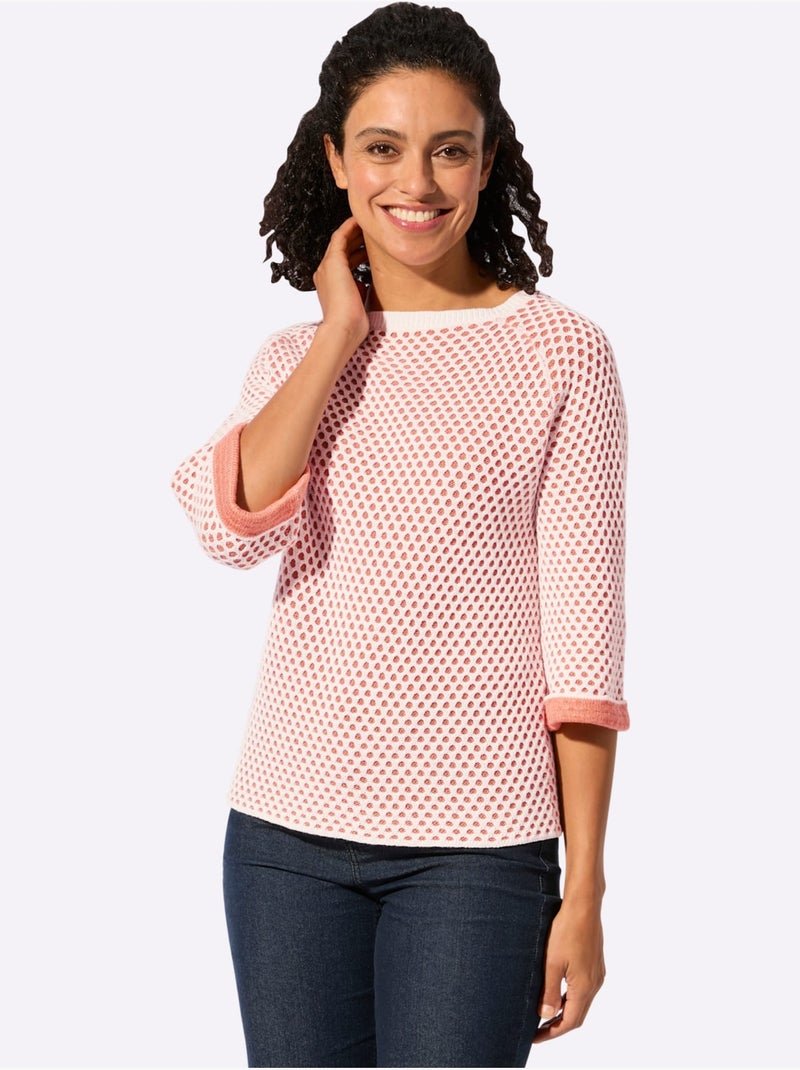 Pull En Tricot Manches 3/4 - Taille Standard - Witt Orange - Kiabi
