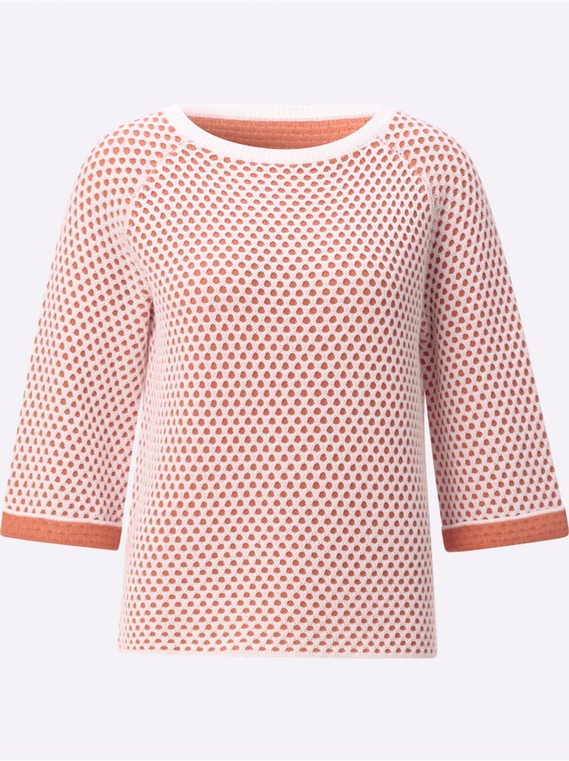 Pull En Tricot Manches 3/4 - Taille Standard - Witt Orange - Kiabi