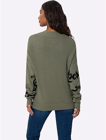 Pull En Tricot Motif Imprimé Devant - Taille Standard - Helline