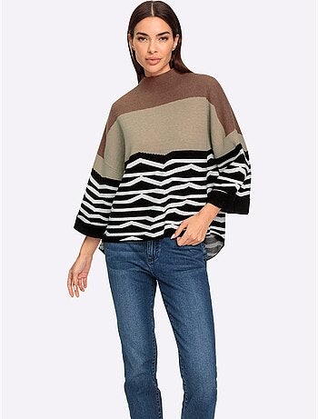 Pull en tricot motif jacquard original - taille standard - helline