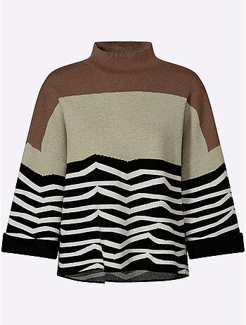 Pull en tricot motif jacquard original - taille standard - helline