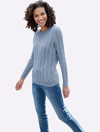 Pull en tricot motif torsadé devant et aux manches - taille standard - witt