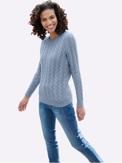 Pull en tricot motif torsadé devant et aux manches - taille standard - witt - Kiabi