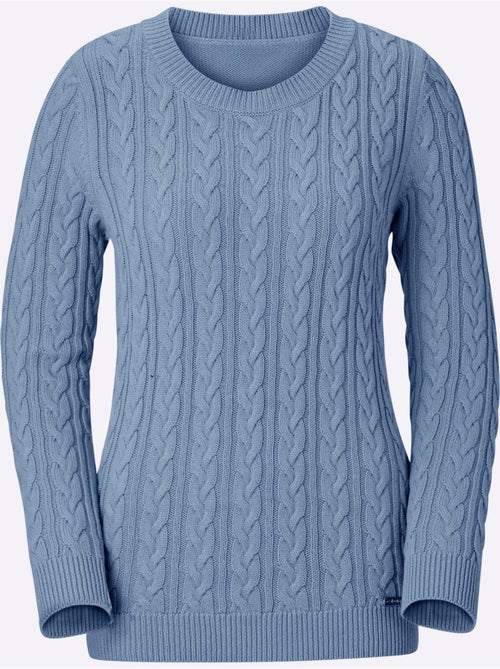 Pull en tricot motif torsadé devant et aux manches - taille standard - witt - Kiabi