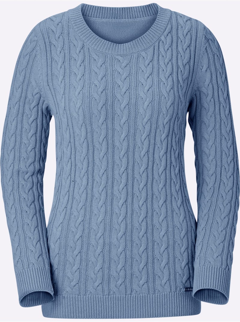 Pull en tricot motif torsadé devant et aux manches - taille standard - witt Gris tourterelle - Kiabi