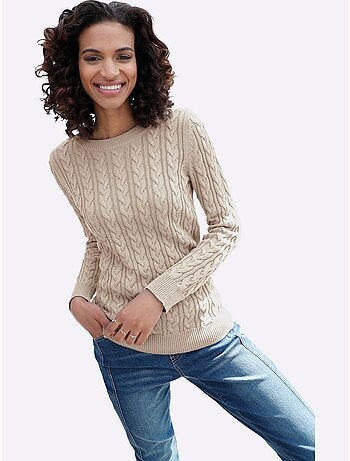 Pull en tricot motif torsadé devant et aux manches - taille standard - witt
