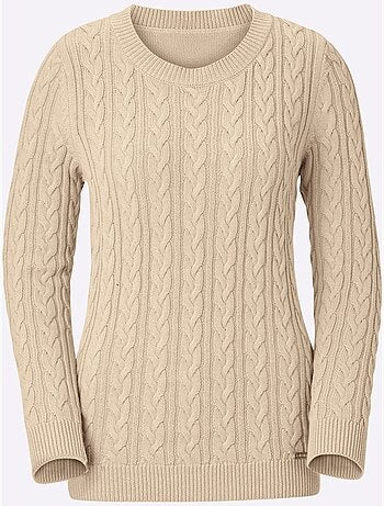 Pull en tricot motif torsadé devant et aux manches - taille standard - witt