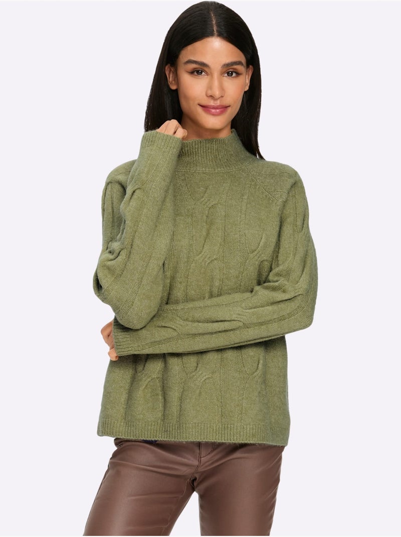 Pull En Tricot Motif Torsadé Mode - Taille Standard - Helline Bleu Vert Gris - Kiabi