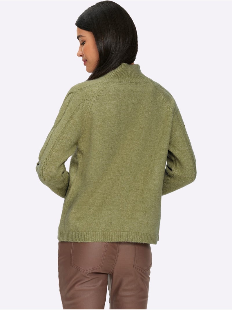 Pull En Tricot Motif Torsadé Mode - Taille Standard - Helline Bleu Vert Gris - Kiabi