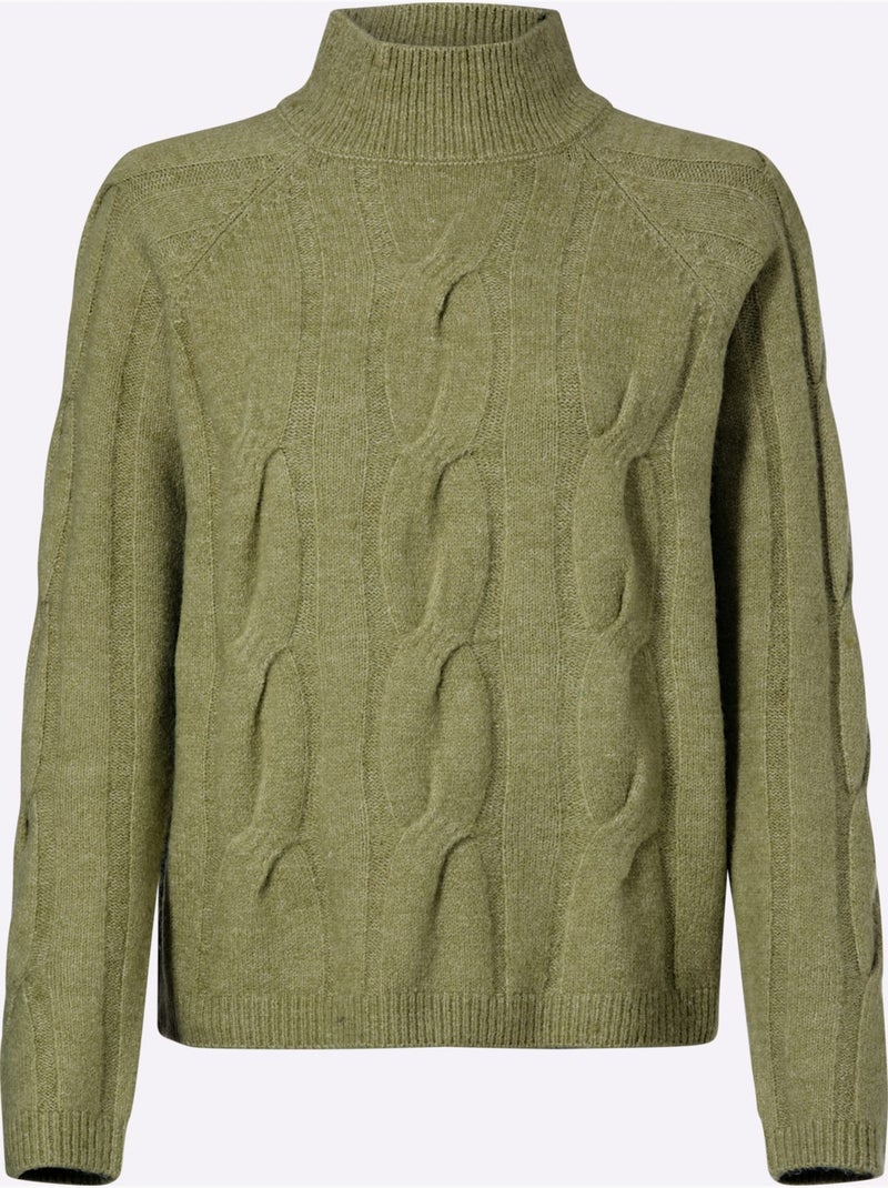 Pull En Tricot Motif Torsadé Mode - Taille Standard - Helline Bleu Vert Gris - Kiabi