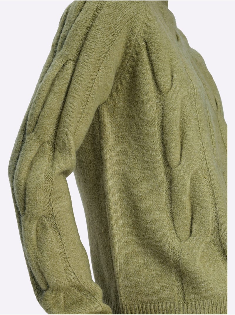Pull En Tricot Motif Torsadé Mode - Taille Standard - Helline Bleu Vert Gris - Kiabi