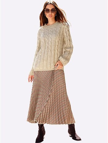 Pull en tricot motif torsadé mode - taille standard - helline